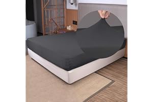 N&Y HOME Stretch Twin Size Fitted Sheet Only - 4 Way Stretchy Jersey Knit, Snug Fit Twin XL & Twin Mattress(Standard/RV, Deep/Shallow), Non Slip, Cozy T-Shirt Soft & Comfortable - Dark Gray, Twin