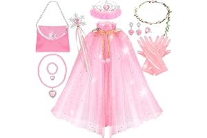 Fedio Princess Cape Set,12Pcs Princess Dress up Clothes for Little Girl, Princess Dresses for Girl 3-8 Years Birthday Gift