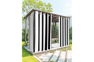 HOME L6 Outdoor Curtains for Patio Waterproof, Black White Vertical Line Outside Curtain 2 Panel, Stripe Simple Window Treatment Drapes Privacy Indoor/Outdoor Curtain for Porch Gazebo Pergola Cabana 54x95