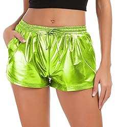 Women's Metallic Shorts Sparkly Hot Outfit Shiny