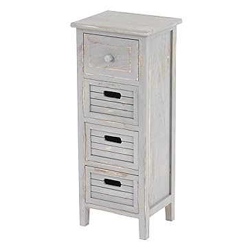 Beautify Grey 5 Drawer Narrow Chest Of Drawers Storage Unit