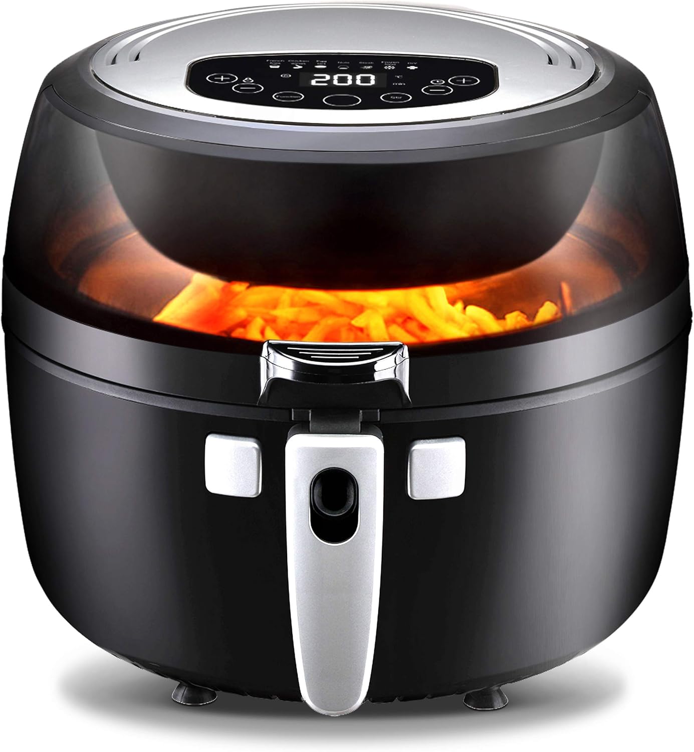 NutriChef Digital Air Fryer 6.8 Qt XXL - 1350 Watt Power Electric Oilless Kitchen Hot Air Frying Convection Multi Cooker, Non Stick Fry Basket - Digital Cooking Time Setting options, Black- PKAIRFR75