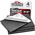 X-Protector Rubber Sheet - 4 PCS Non Slip Pads 4 x 5 - Black Anti Skid Pads - Universal Self-Adhesive Rubber Grips - Premium Feet for Keyboard, Appliances