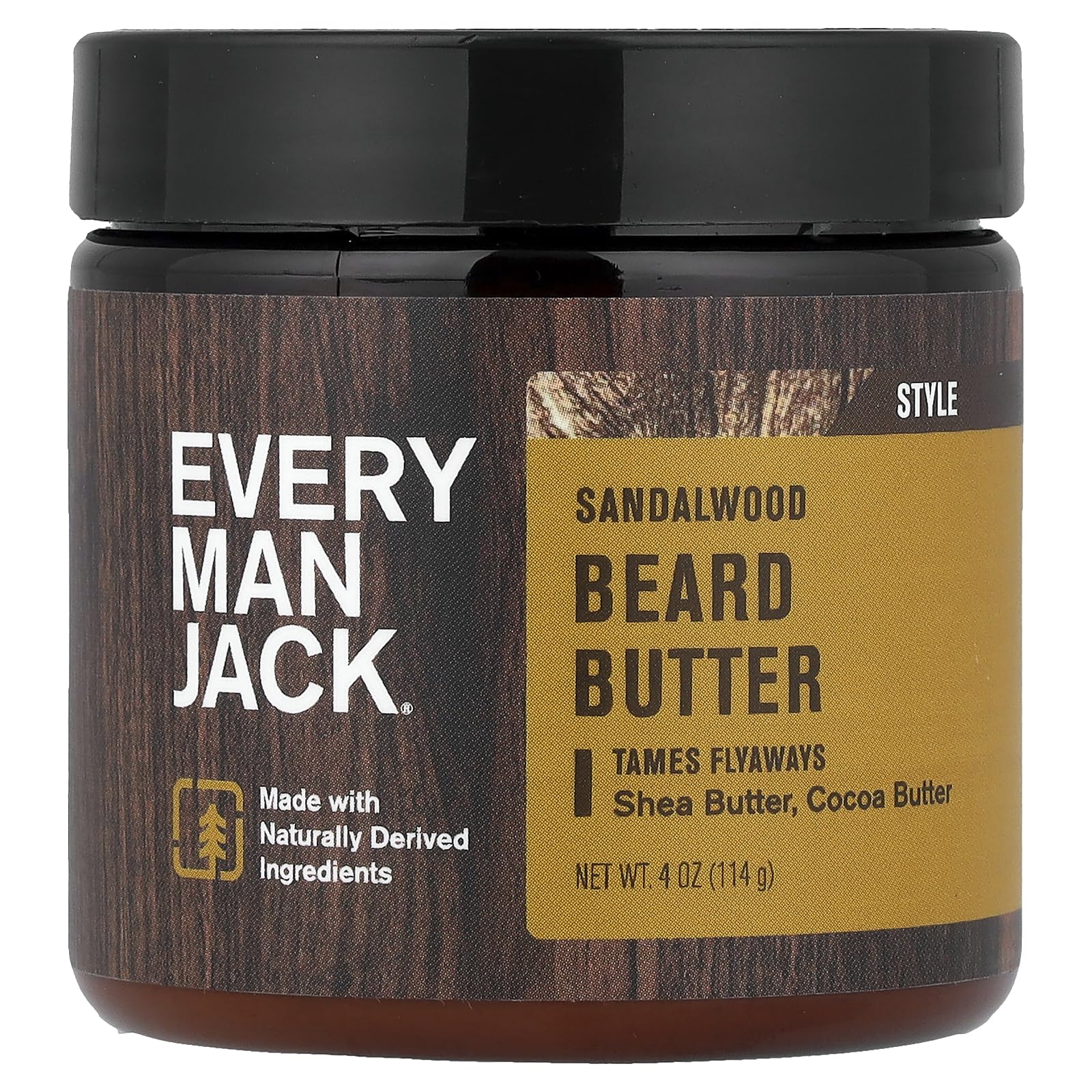 Every Man Jack Beard Butter - Sandalwood | 120 ml - 1 Jar | Naturally Derived, Parabens-free, Pthalate-free, Dye-free, and Certified Cruelty Free