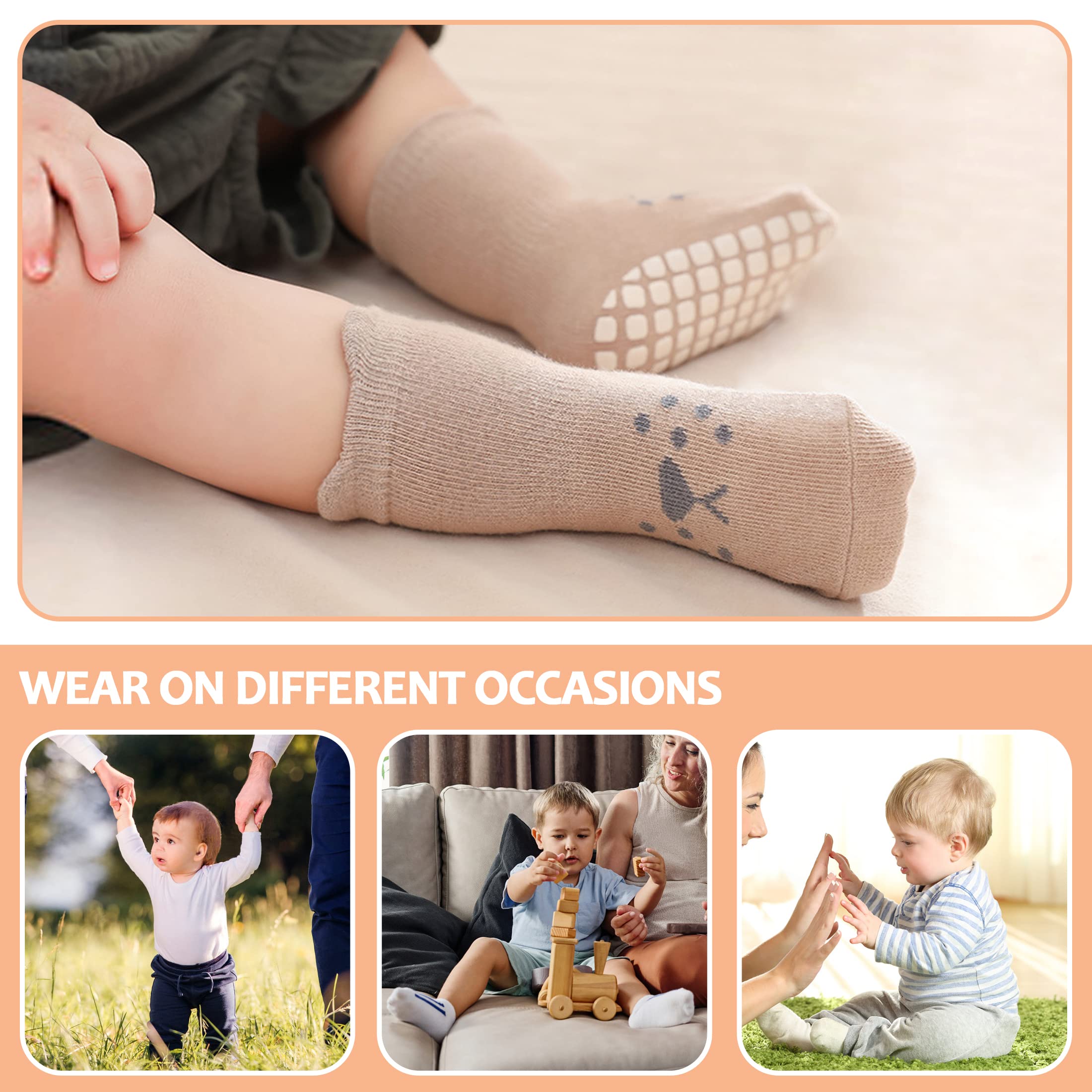 TRUEHAN 5 Pairs Toddler Non Slip Socks with Grips Baby Socks for Kids Girls Boys