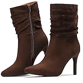 Putu Women's Stiletto High Heel Boots Slouchy Ankle Boots Sexy Dress Boots