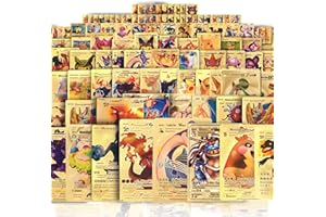 Seyomi 55 PCS Gold Cards Packs Vmax DX GX Rare Golden Cards Deck Box Gold Foil Card for Birthday Party Favors Gifts (No Duplicates)