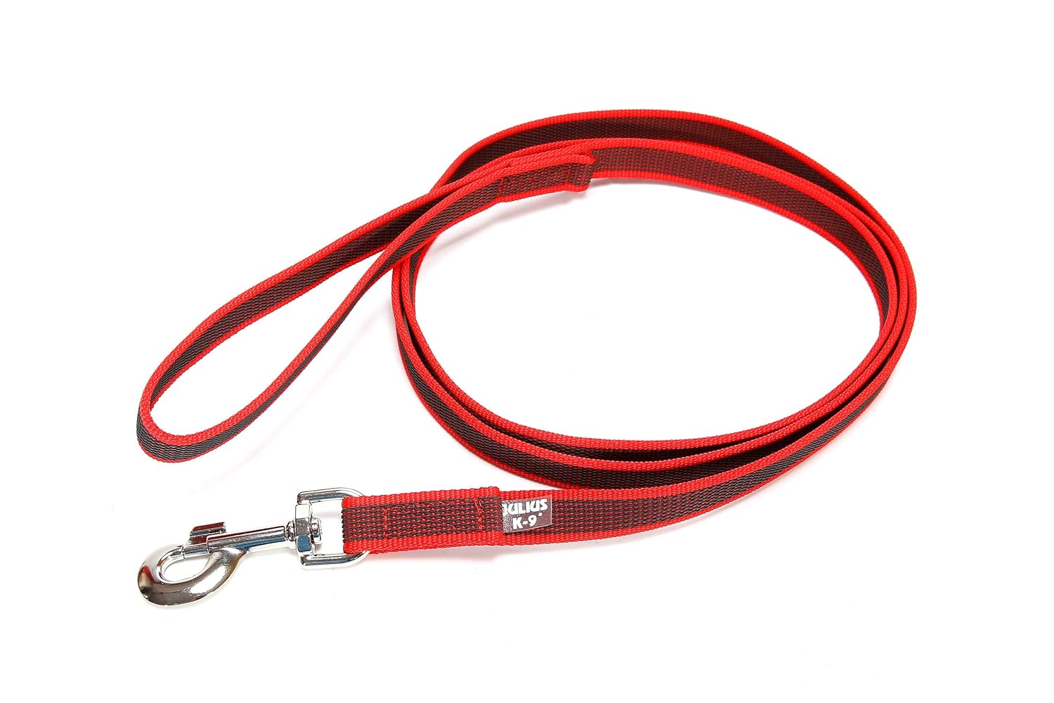 JuliusK9 Color and Gray Supergrip leash with handle, 20 mm x 2 m, red