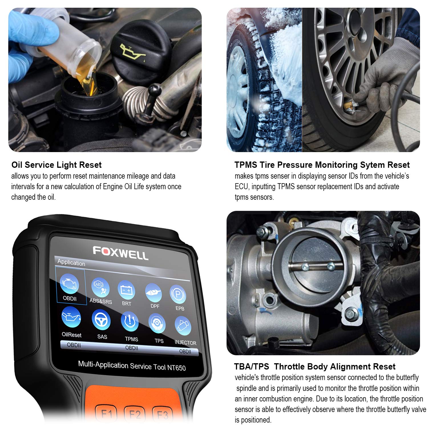 Amazon.com: FOXWELL NT650 Automotive Code Reader Obd2 Scanner  ABS/Airbag/SAS/EPB/DPF/BRT/EPS/CVT/Oil Service Reset Car Special Service  Diagnostic Scan Tool: ...