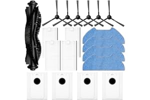 19 Pack Replacement Accessories Compatible with BObsweep Dustin Robot Vacuum Cleaner, 1 Roller Brush,6 Side Brushes,4 HEPA Fi