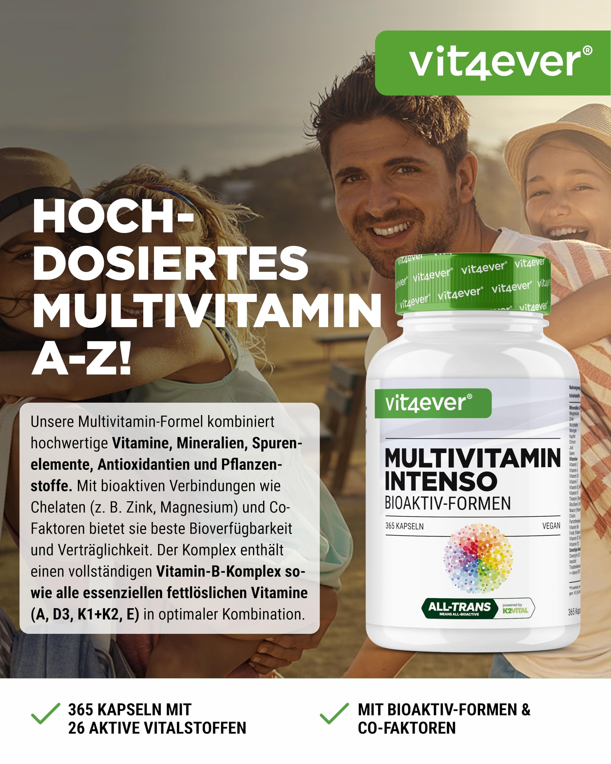 vit4ever Premium Multivitamin A-Z - 365 Kapseln - 26 Bioaktiv-Formen 2