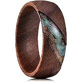 King Will Men's 8mm Wooden Rings, Unique Men's Wood Wedding Rings Inlay Domed Ring for Men Women, Comfort Fit