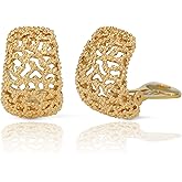 JanKuo Jewelry Gold Plated Vintage Style Semi Hoop Clip On Earrings