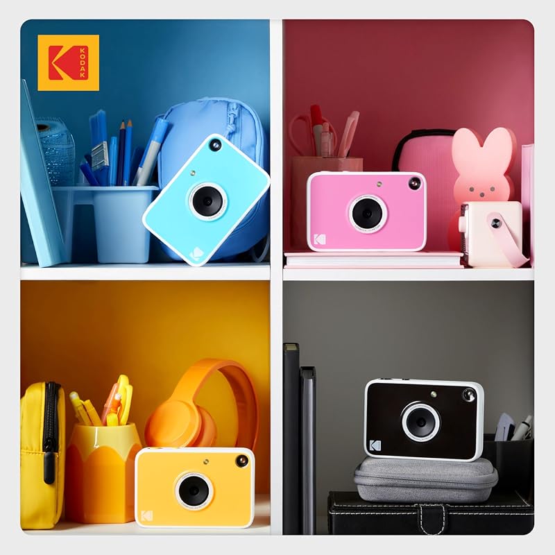 Pacote de Presente da Câmara Digital Instantânea Printomatic+ 10MP com Caixa, Papel Zink 2x3" 20 folhas, Álbum, Autocolantes e Marcadores – Preto