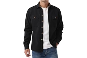 Askdeer Men's Casual Shirts Corduroy Fleece Button Down Shirts Jacket Chunky Warm Long Sleeve Shacket with Flap Pockets