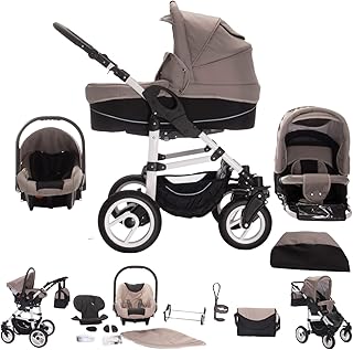 Bebebi Paris | 3 in 1 Kinderwagen Komplettset | Hartgummireifen | Farbe: Seine