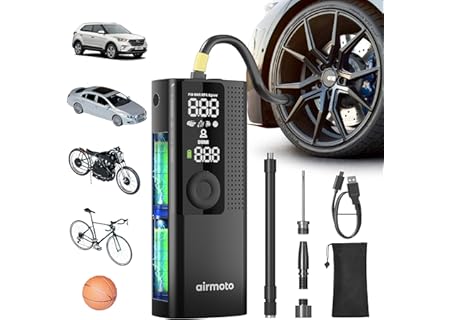 Airmoto Tire Inflator Portable Air Compressor - Air Pump For Car Tires with...