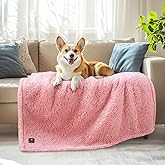 Luciphia Waterproof Pet Blanket for Medium Large Dogs Soft Cat Sherpa Calming Thick Cover Leakproof Cozy Puppy Sofa Bed Car Couch Protector(Pink,41x31 inches)