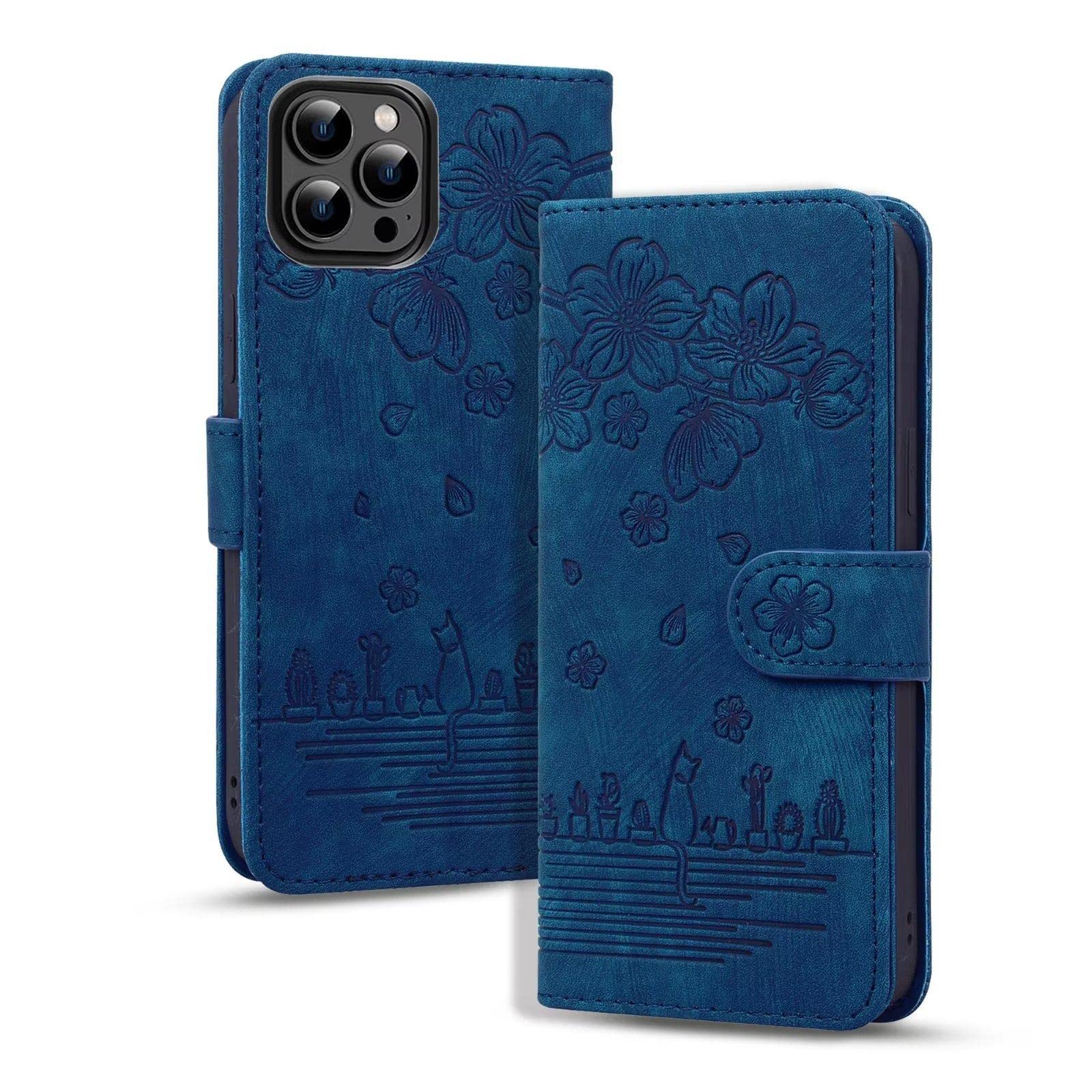 Rosbtib Case for iPhone 14 Plus, PU Leather Flip Cover with Stand Function Card Slot Shockproof Function Phone Case Cover iPhone 14 Plus - Blue Kitten
