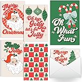 Hadley Designs Blank Christmas Cards With Envelopes - 54 Winter Holiday Cards With Envelopes, Business Happy Holidays Card Bulk, Santa Seasons Greeting Card for Family & Friends, Designed in USA