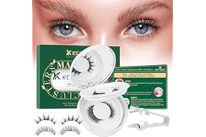 KEYYOU Daily Wear Reusable Magnetic Eyelashes 2 Pair with Applicator No Glue Needed 3D Natural Magnetic Lashes, Easy to Apply & Long Lasting for Daily Use & Events,(A01+A02)