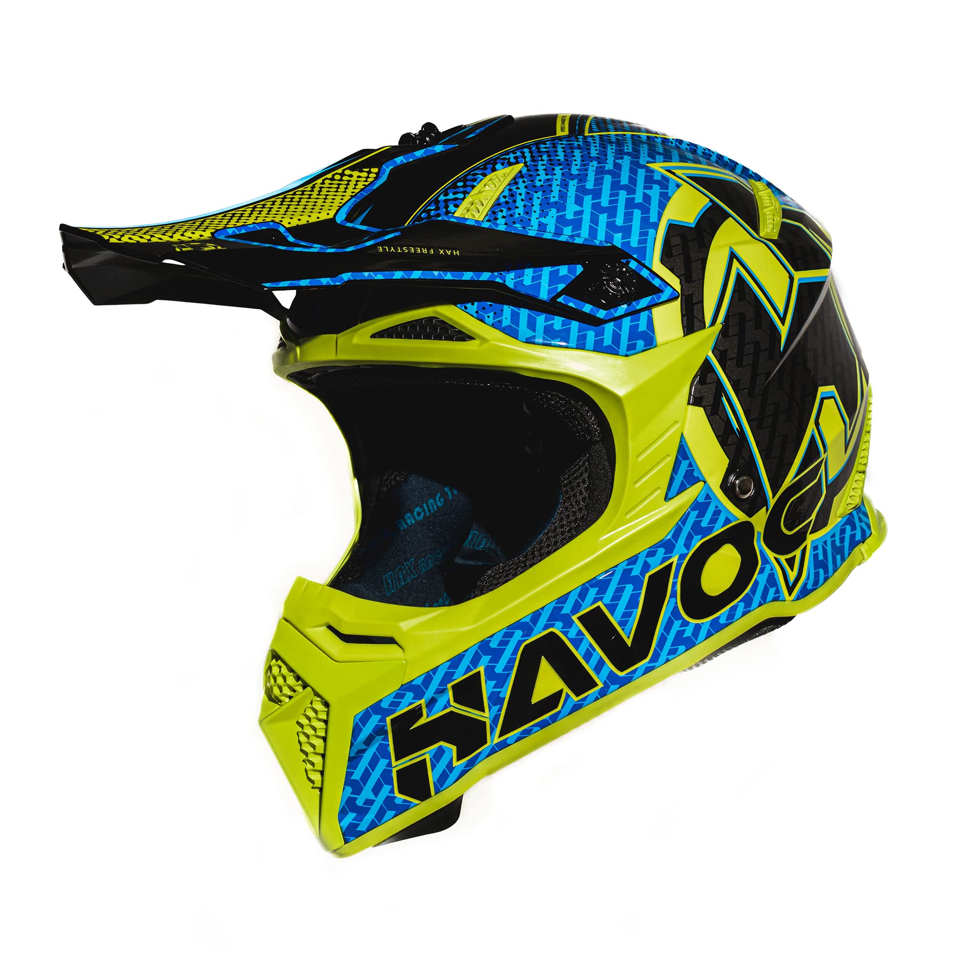 HAX Havoc Fullface Off-Road Helmet for Adult ATV Motorcross Dirt Bike Snowmobile – Lightweight, Durable, and DOT Certified for Safety Cyan XL
