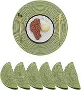 Pauwer 38cm Round Placemats Set of 6 Green Woven Heat Resistant Non Slip view 9