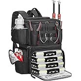 MATEIN Fishing Backpack with 4 Tackle Boxes, Fishing Bag with Rod Holder & Safety Compass & Cooler, Gifts for Fishermen