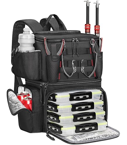 BLISSWILL Large Fishing Backpack with Cooler for 3 Tackle boxes Fish Bag with Rod Holders Fishing Gear and Equipment for camping hiking : Sports & Outdoors