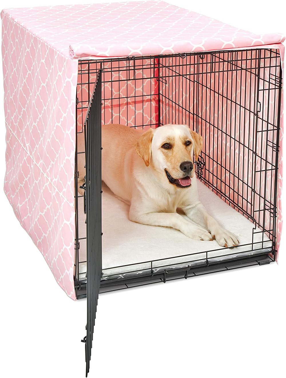 New World Large Dog Crate Cover with Teflon Fabric Protector Pink Designer Print