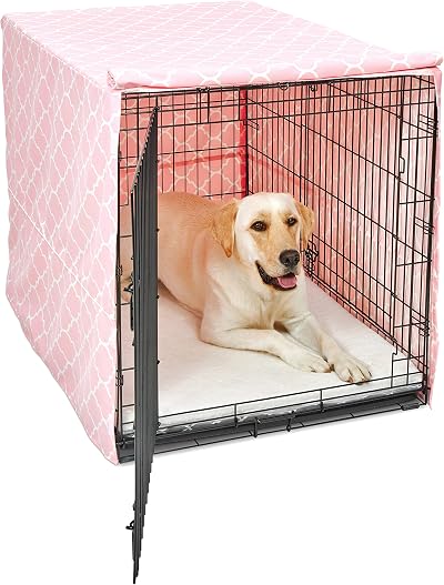 New World Large Dog Crate Cover with Teflon Fabric Protector Pink Designer Print