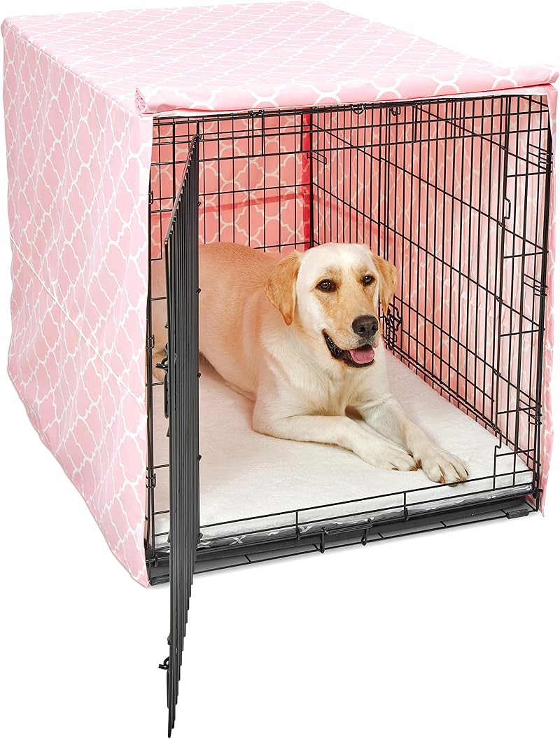 New World Large Dog Crate Cover with Teflon Fabric Protector Pink Designer Print