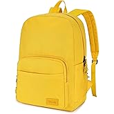 VASCHY School Backpacks, Lightweight Bookbag Schoolbag for Boys Girls Casual Basic Simple Daypack for Women Yellow