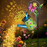 Solar Lights Outdoor Decorative, Blue Metal Solar Watering Can Lights Waterproof, Gifts for Women Mom Grandma Birthday, Hanging Lantern Decoration Garden Decor Yard Light for Outside Patio Lawn Porch