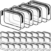 Reginary 28 Pieces Clear Cosmetic Makeup Bags with Zipper Bulk Travel Size Plastic Toiletry Carry Pouch Waterproof Portable Transparent Zippered Organizer Case for Women Men Traveling and Organizing