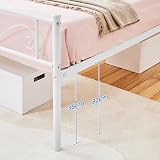 Yaheetech 3ft Single Bed Frame Metal Platform White with Scroll Headboard view 8