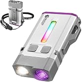 MecArmy SGN8 365nm UV Keychain Flashlight, EDC Blacklight Flashlights, Dual Beam + Side Light, Magnetic Base, Pocket Clip, Compact Led Rechargeable Light for Repair, Pet Urine Detection, Inspection