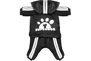 LONTEPET Dog Hoodie 4 Legs Jumpsuit for Small Dogs Puppy Clothes Dog Pullover Sweatshirt Cotton Doggie Winter Coat Cat Apparel（X-Small，Black）
