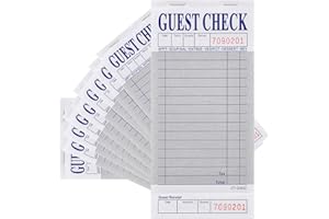 Hoffi- Guest Check Pads (10 Pack) Server Note Pads 500 Total Guest Checks 1 Part Blue Paper Guest Check Pads with Guest Recei