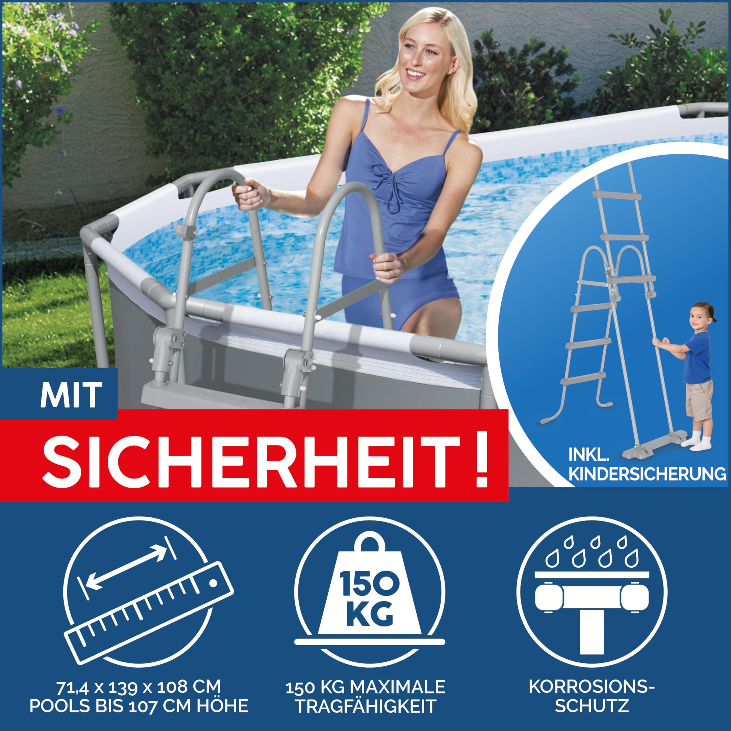 Bestway Power Steel Frame Pool Set mit Filterpumpe 427 x 250 x 100 cm, grau, oval 7