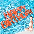 Shappy 20'' Happy Birthday Pool Large Floating Letter Balloons with Adhesive Dots Inflatable Pool Decorations for Summer Birthday Party