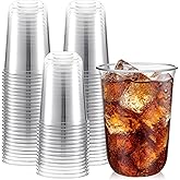 Ziliny 50 Pcs 16oz Disposable Stemless Glasses Crystal Plastic Wine Glasses Clear Classic Pet Cup for Meeting Weddings Birthdays Cocktail Christmas Party Supplies(Clear)