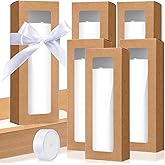 Honoson 24 Pcs Gift Boxes for Sublimation Tumblers Transparent Gift Wrapping Box with Ribbon for 12oz, 20oz, 30oz Heat Press Sublimation Blanks Skinny Cup(Brown)