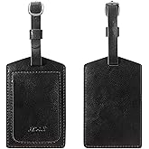 S-ZONE Leather Luggage Baggage Tags ID Label for Suitcases Backpack 2 Pieces Set