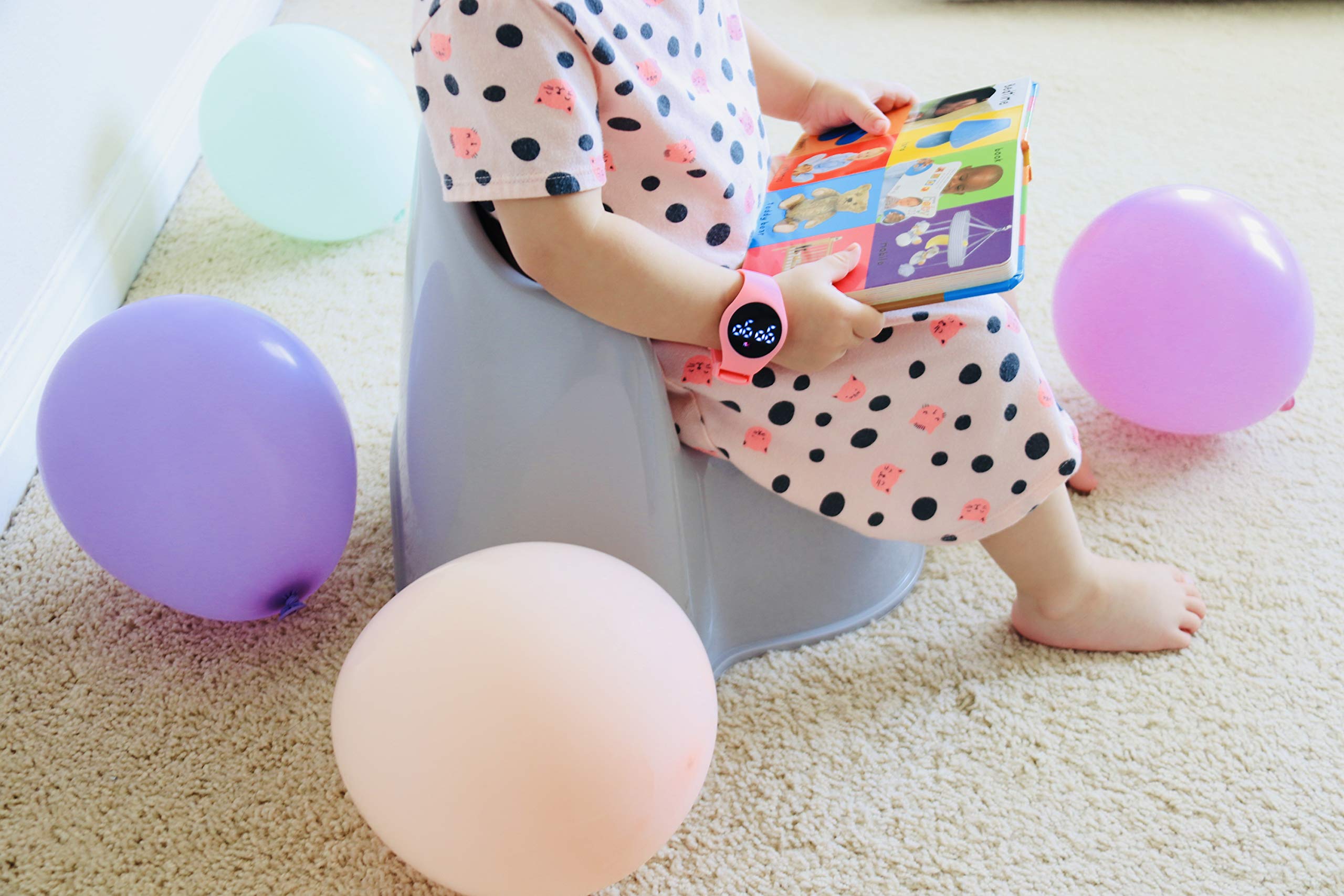 Potty Training Watch with Countdown Timer, Rechargeable and Water Resistant Toddler Watch, Musical Potty Trainer Alarm for Toilet Training（Pink）