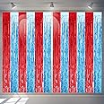 Circus Carnival Red Blue Tinsel Foil Fringe Curtains - Dr Seuss Birthday Dr. Suess Cat in The Hat Theme Party Indoor Outdoor Decoration Photo Props Backdrops Nurse Graduation Party Supplies