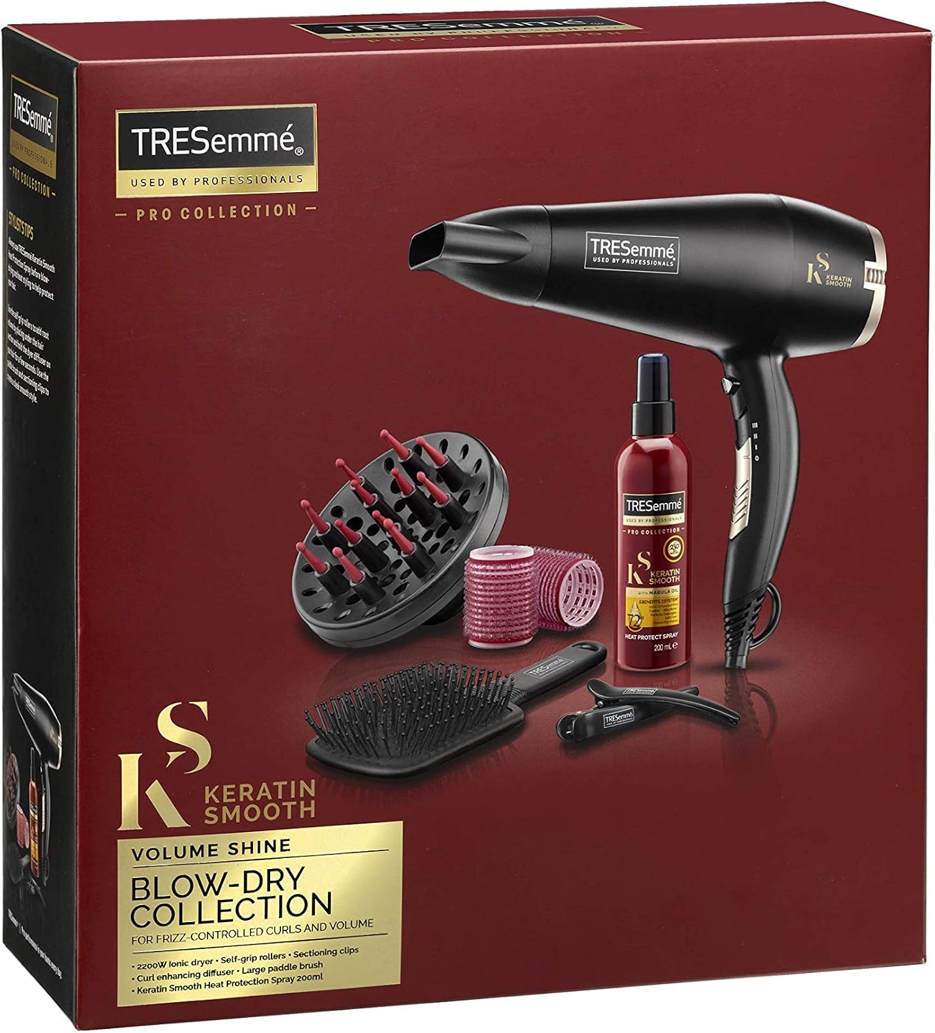 TRESemme Keratin Smooth Volume Shine Hair Dryer & Diffuser Gift Set, 2200W Powerful Blow Dryer, Heat Protection, Paddle Brush - Image 3