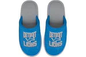 FOCO NFL Men's Official Primary Logo Wordmark Embroidered Stacked Team Logo Scuff Slide Slippers