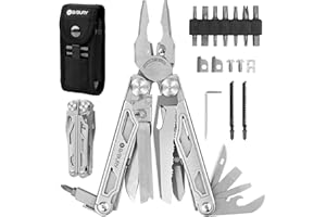 BIBURY Multitool Pliers Pro BI2045, Foldable Multitools with Replaceable Wire Cutters and Saw, Stainless Steel Multi Tool w/Upgraded Scissors and Screwdriver Set, Ideal for Camping, Fishing, Survival