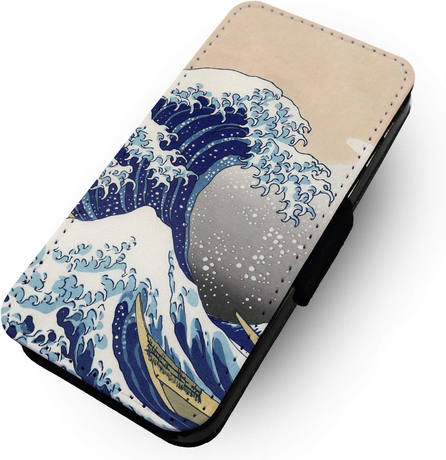 Toasted Merch Samsung S9 + Plus The Great Wave - Portrait Printed Art Faux Leather Flip Phone Case Cover